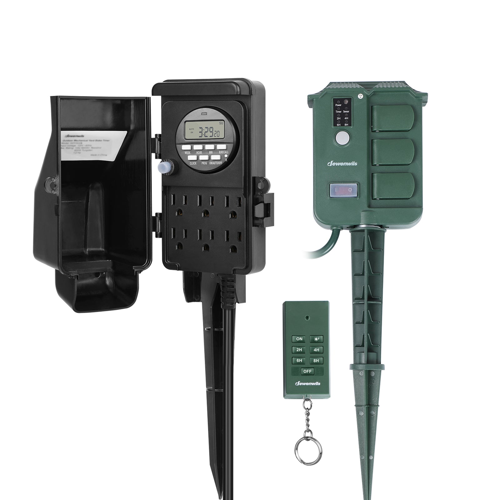 Fosmon Outdoor Power Stake Timer with Photocell, Power Strip Timer