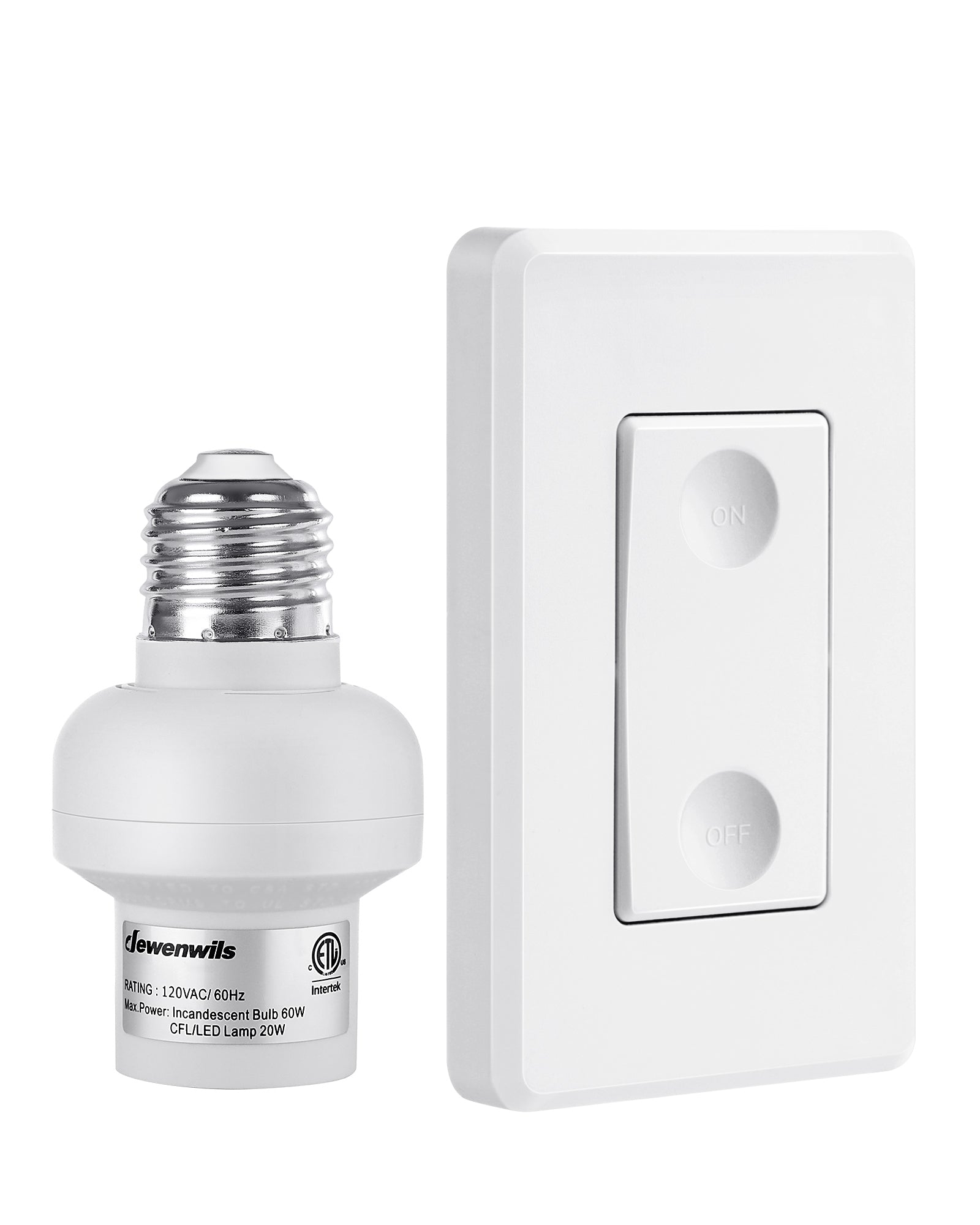 DEWENWILS Remote Control Light Bulb Socket, Wireless Light Switch, Remote  Light Socket E26 E27 Bulb Base with Wall Mounted Wireless Controller –  Dewenwils