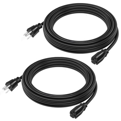 DEWENWILS 20ft Extension Cord, 3 Prong Waterproof Extension Cable for Indoor Outdoor Appliances, 16/3 SJTW (2 Pack)-HNCB20B