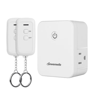 DEWENWILS Remote Control Outlet with 2 Remotes, No Interference Wireless Remote Outlet Light Switch with 2 Side Outlets, 15A/1875W, 100ft RF Range, Programmable-SHRS201H