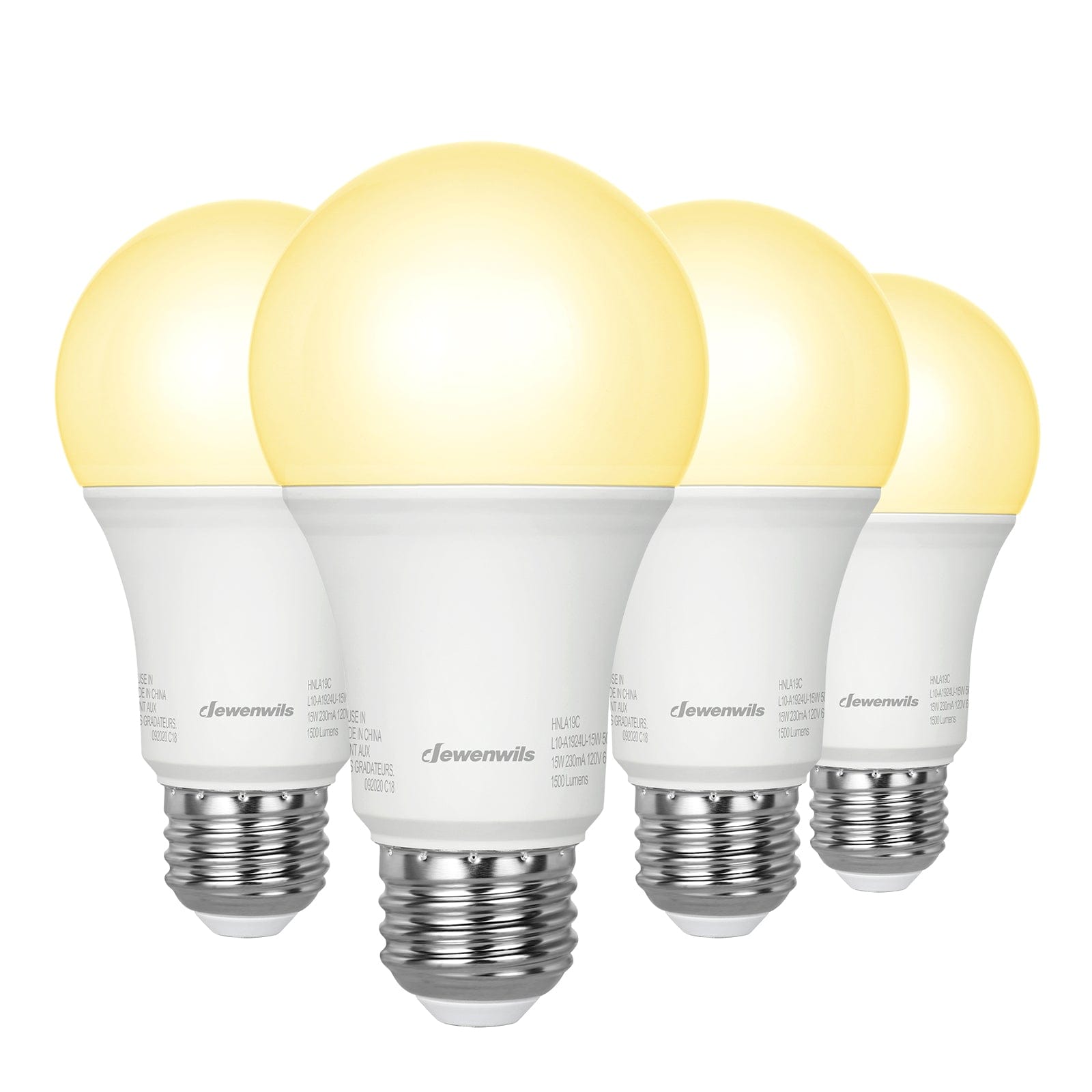 DEWENWILS 4-Pack Dimmable LED A19 Light Bulbs – 60W Equivalent, 800 Lumens, 2700K Soft White, E26 Base, CRI 80+, UL Listed, 15,000-Hour Lifespan