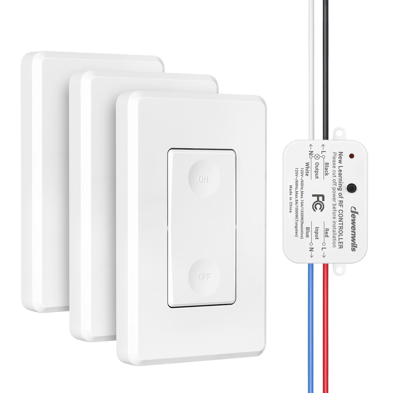 DEWENWILS Remote Control Outlet Switch, Wireless Light Switch for Household  Appliances(2 Switch+1 Outlet), No Wiring Needed
