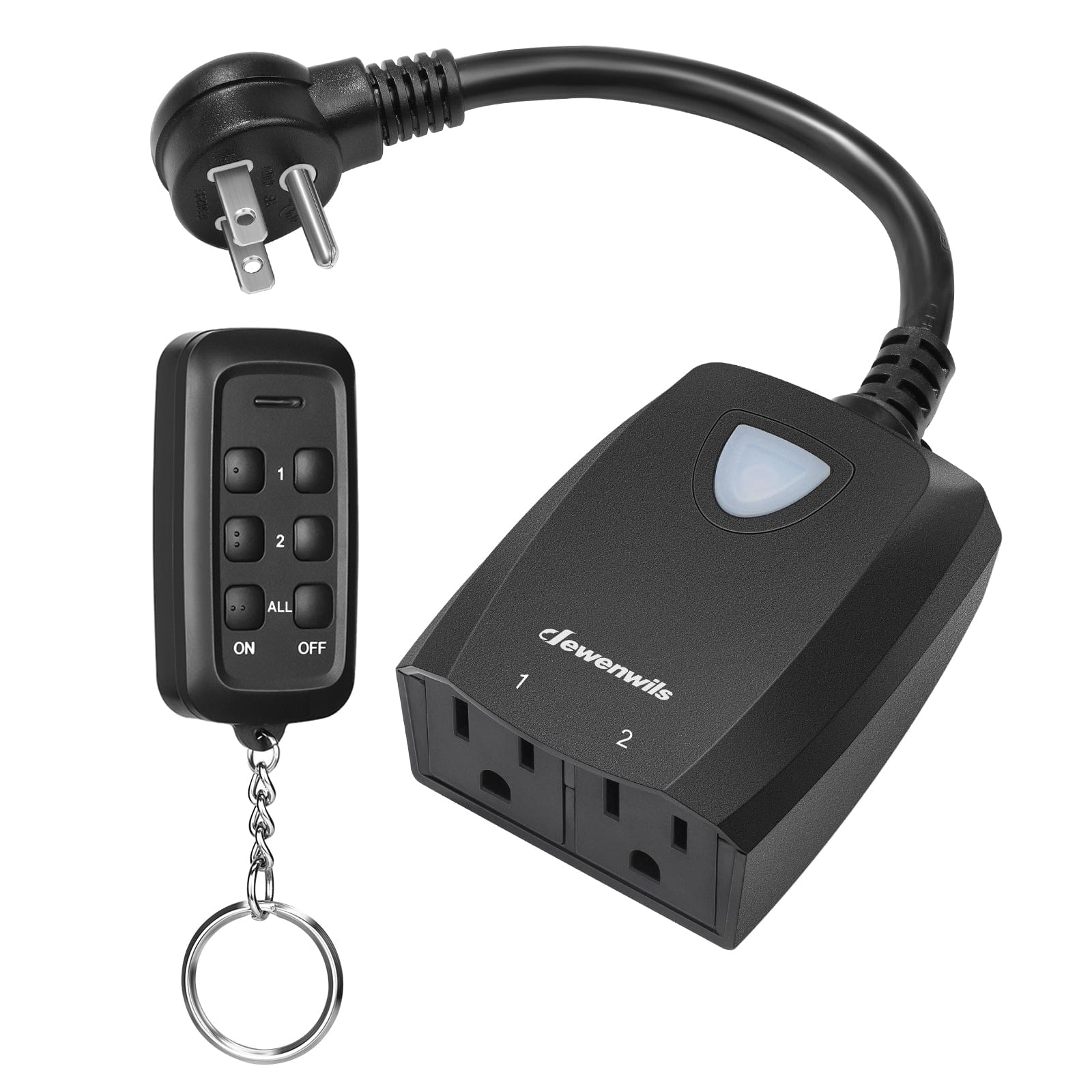 Remote Control Outlet With 2 Independent Sockets – Wireless Light Switch, 100ft Range, FCC Certified, 15A/1875W (2 Outlets + 1 Remote)