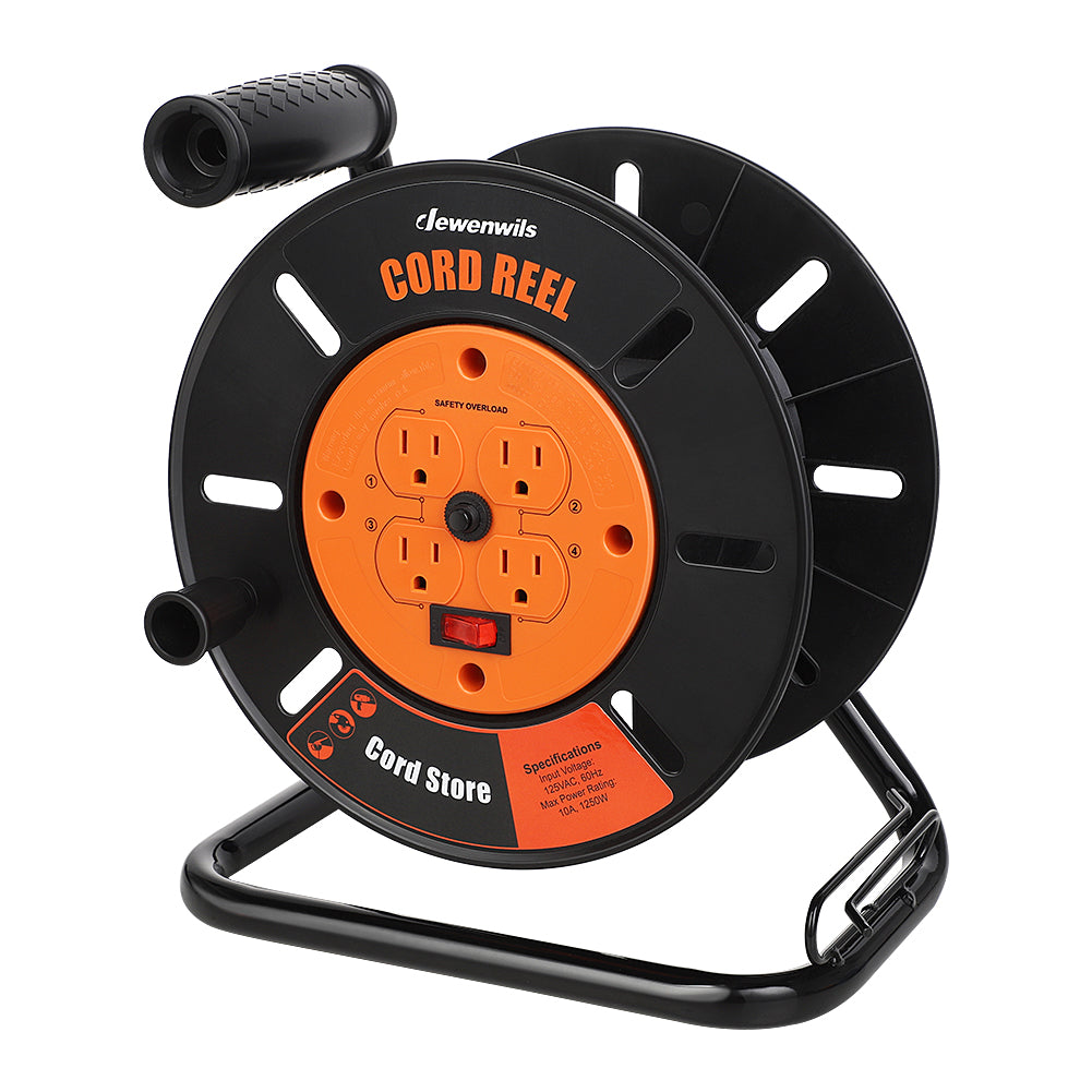 DEWENWILS Extension Cord Storage Reel ( Without Cord ) for 12/3,14/3,16/3 Gauge Power Cord HCRB00C