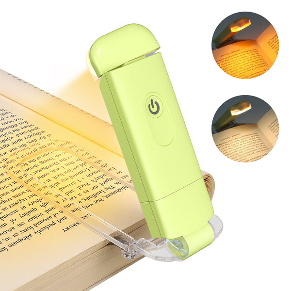 DEWENWILS Amber Book Reading Light, USB Rechargeable Book Light for Reading in Bed, Blue Light Blocking, Amber + Warm White, LED Clip On Book Lights for Kids, Bookworms (Green)-HBRL04C