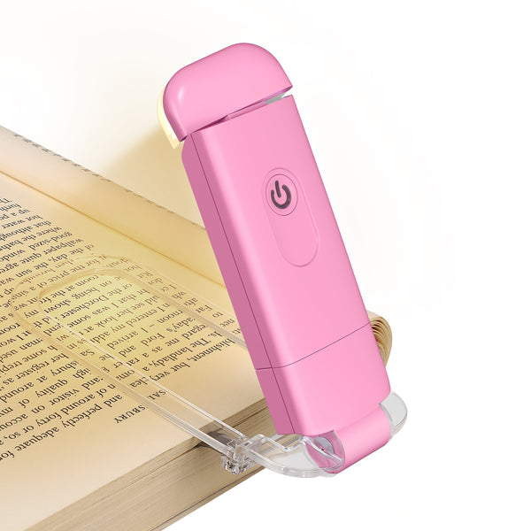 DEWENWILS USB Rechargeable Book Reading Light, Warm White, Brightness Adjustable, LED Clip on Book Lights for Reading in Bed, Car Reading Light for Kids, Bookworms (Pink)-HBRL01P1