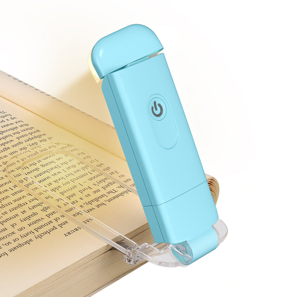 DEWENWILS USB Rechargeable Book Light for Reading in Bed, Warm White, Brightness Adjustable, LED Clip on Book Reading Lights, Perfect for Bookworms, Kids (Blue)-HBRL01B1