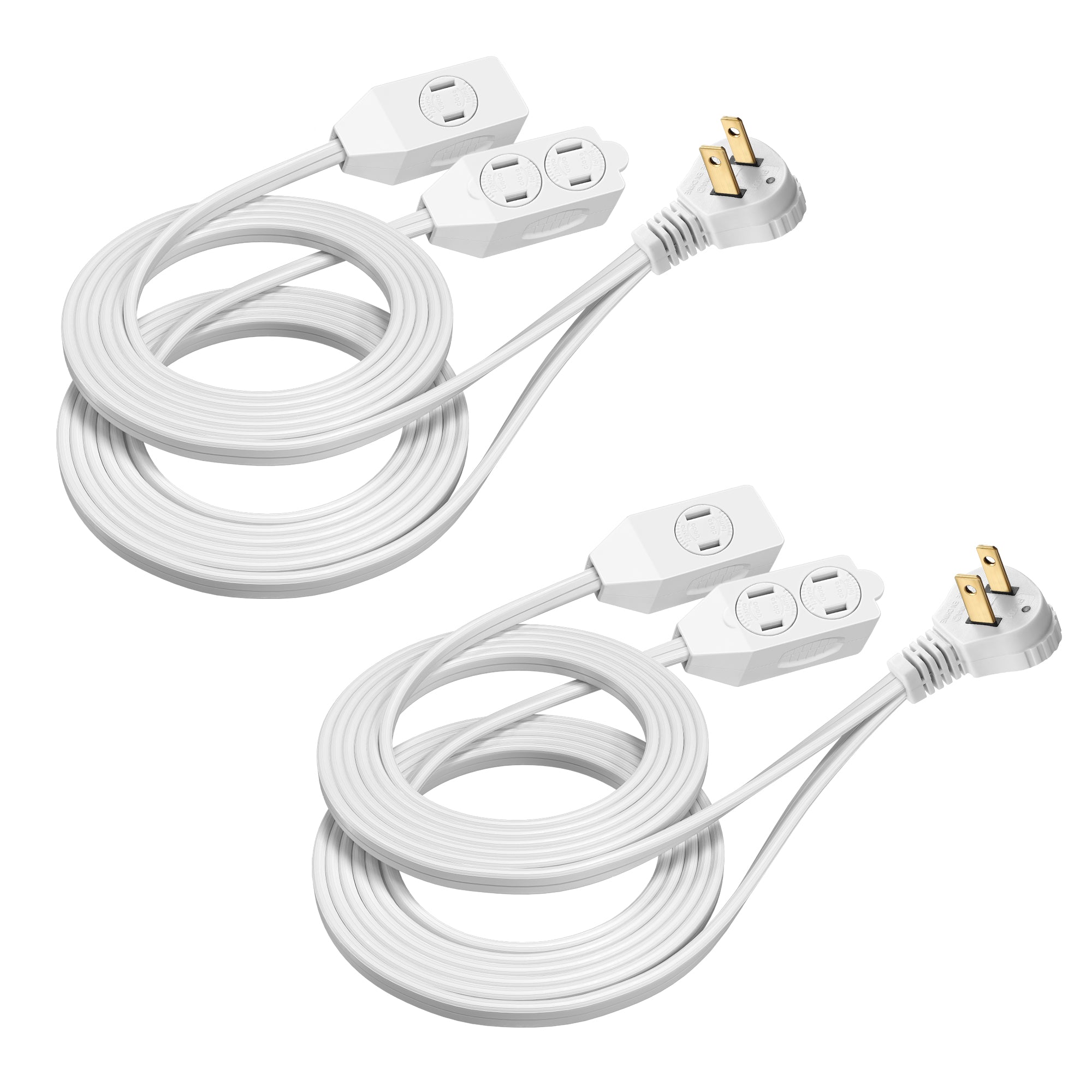 3-Prong Twin Extension Cord 12FT Double Cord 6 FT Each Side Slim Flat Head  Extension Cord Total 6 Outlets