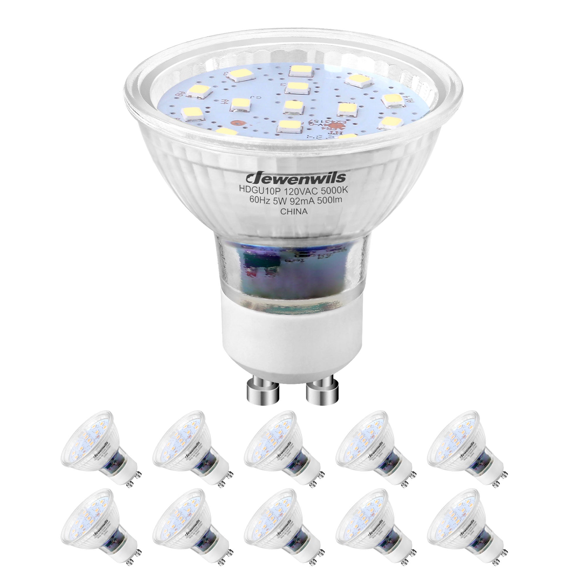 DEWENWILS 10-Pack GU10 LED Bulb Dimmable, 5000K Daylight White, 5W(50W  Equivalent), Track Light Bulbs with 120°Beam Angle – Dewenwils