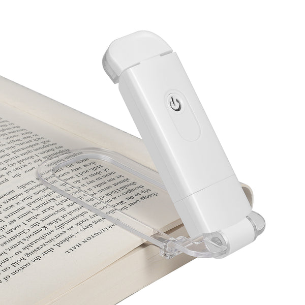 DEWENWILS USB Rechargeable Book Reading Light, 2 Brightness Levels, LED Clip on Book Light for Reading in Bed, Eye Care Book Lamp for Kids, Bookworms (White)-HBRL01A1