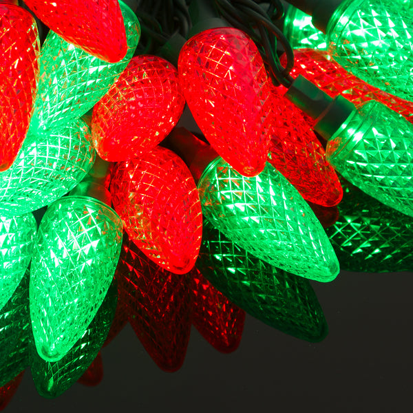 DEWENWILS C9 Christmas Lights Outdoor, 33.3ft 50LED Christmas Tree Lights, Waterproof, Big Christmas Lights, Extendable for Wedding Party Christmas Decoration, Green Wire, Red & Green-HCSL11B