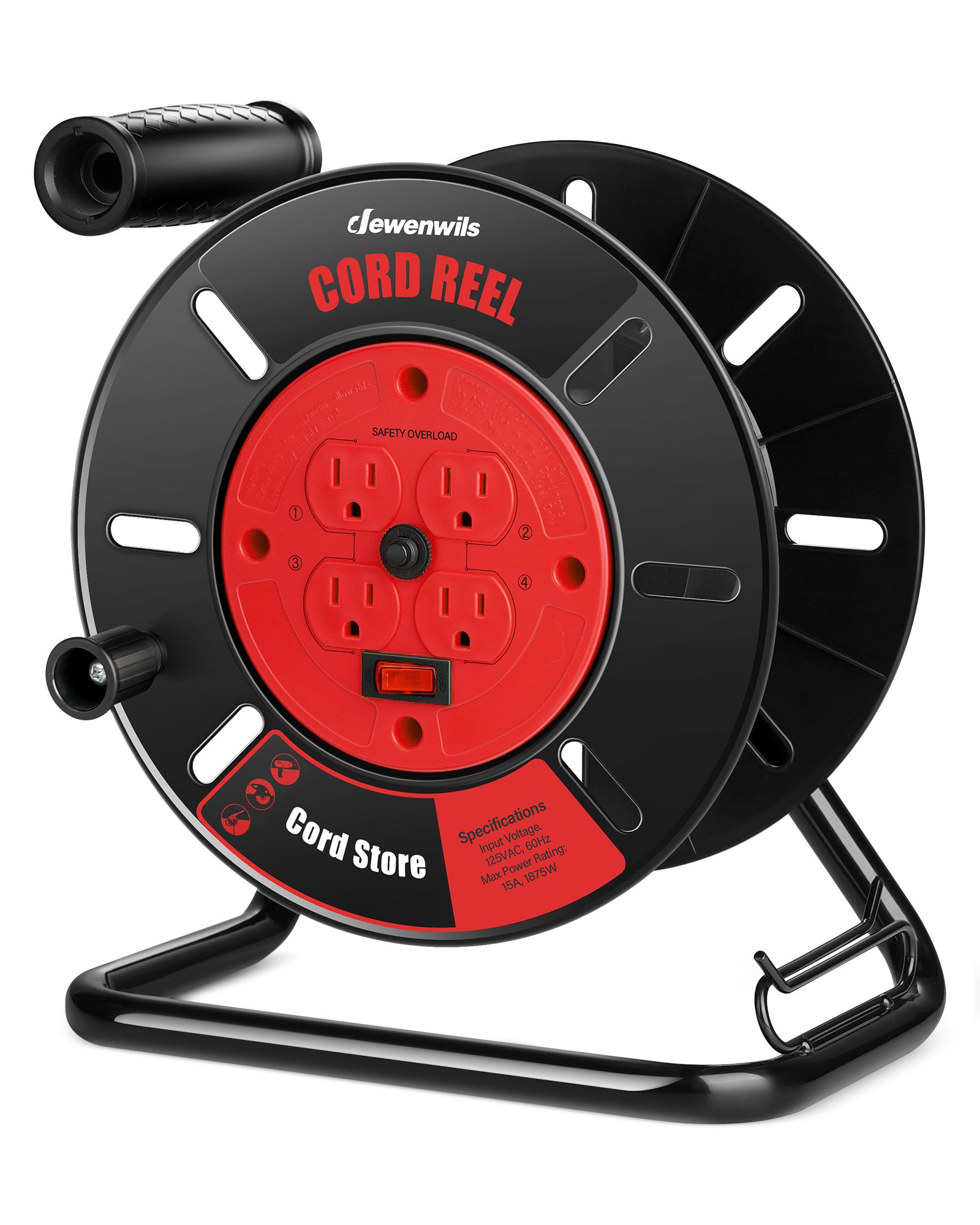 DEWENWILS Extension Cord Storage Reel, Heavy Duty Open Cord Reel