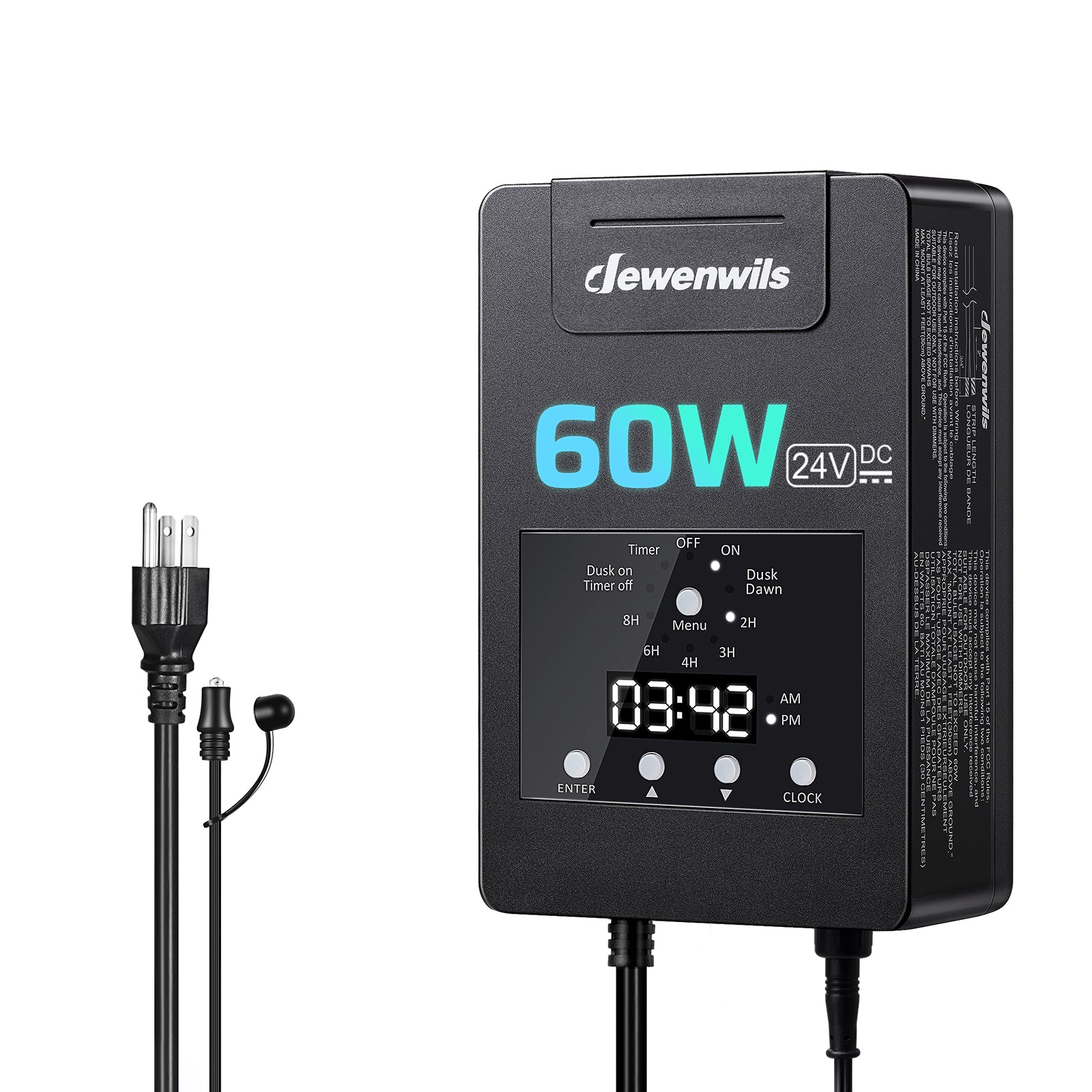 thumbnail image 2 of DEWENWILS 60W Outdoor Low Voltage Transformer – Weatherproof Timer For Landscape & Pathway Lights 2 of 5