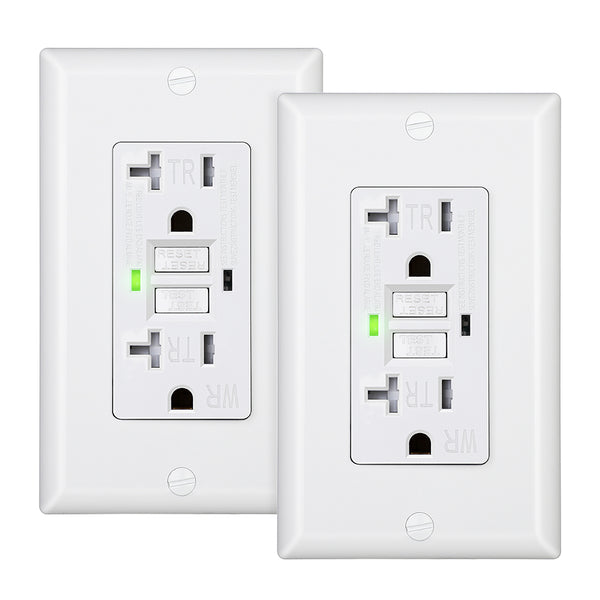 DEWENWILS 2-Pack 20A GFCI Outlet, Self-Test GFCI Receptacle with LED Indicator, Tamper Resistant, Weather Resistant, Wallplate Included, White-HGFB20B