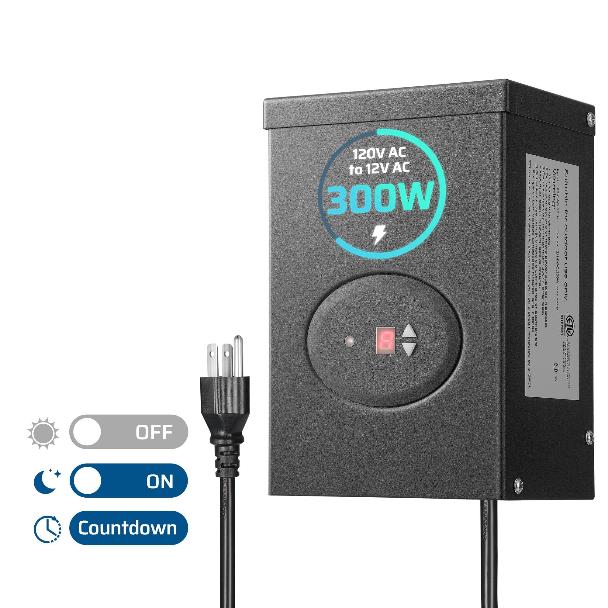 Dewenwils 300W Low Voltage Transformer with Countdown timer