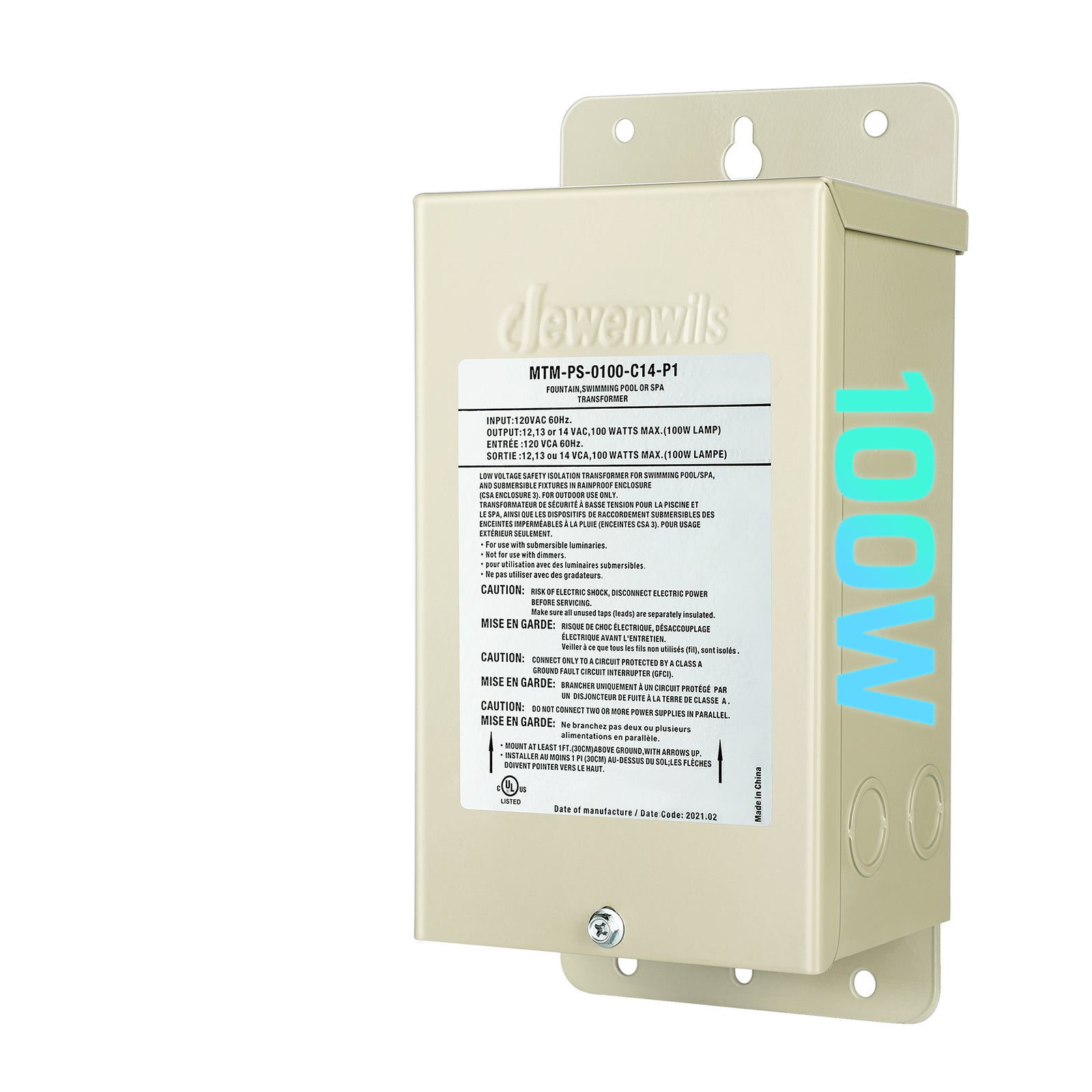 DEWENWILS 100W Pool Light Transformer, 120V AC to 12V/13V