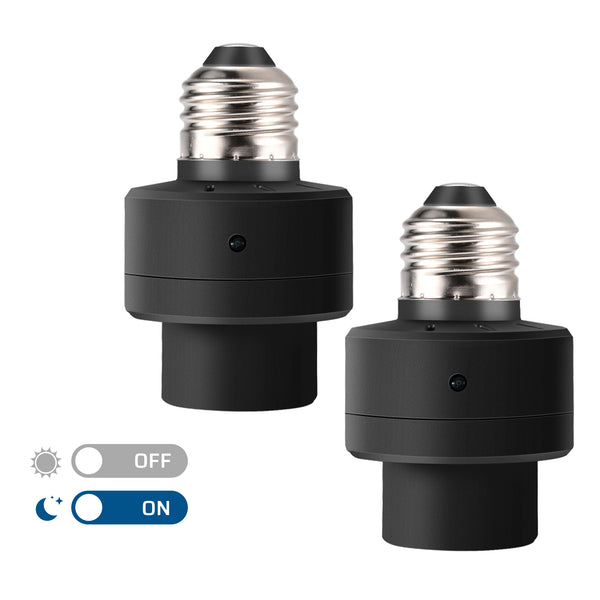 DEWENWILS Dusk to Dawn Light Sensor Socket with Timer, E26/E27 for Porch Garage Garden Patio Waterpoof Lights (2 Pack)-HSLS02F