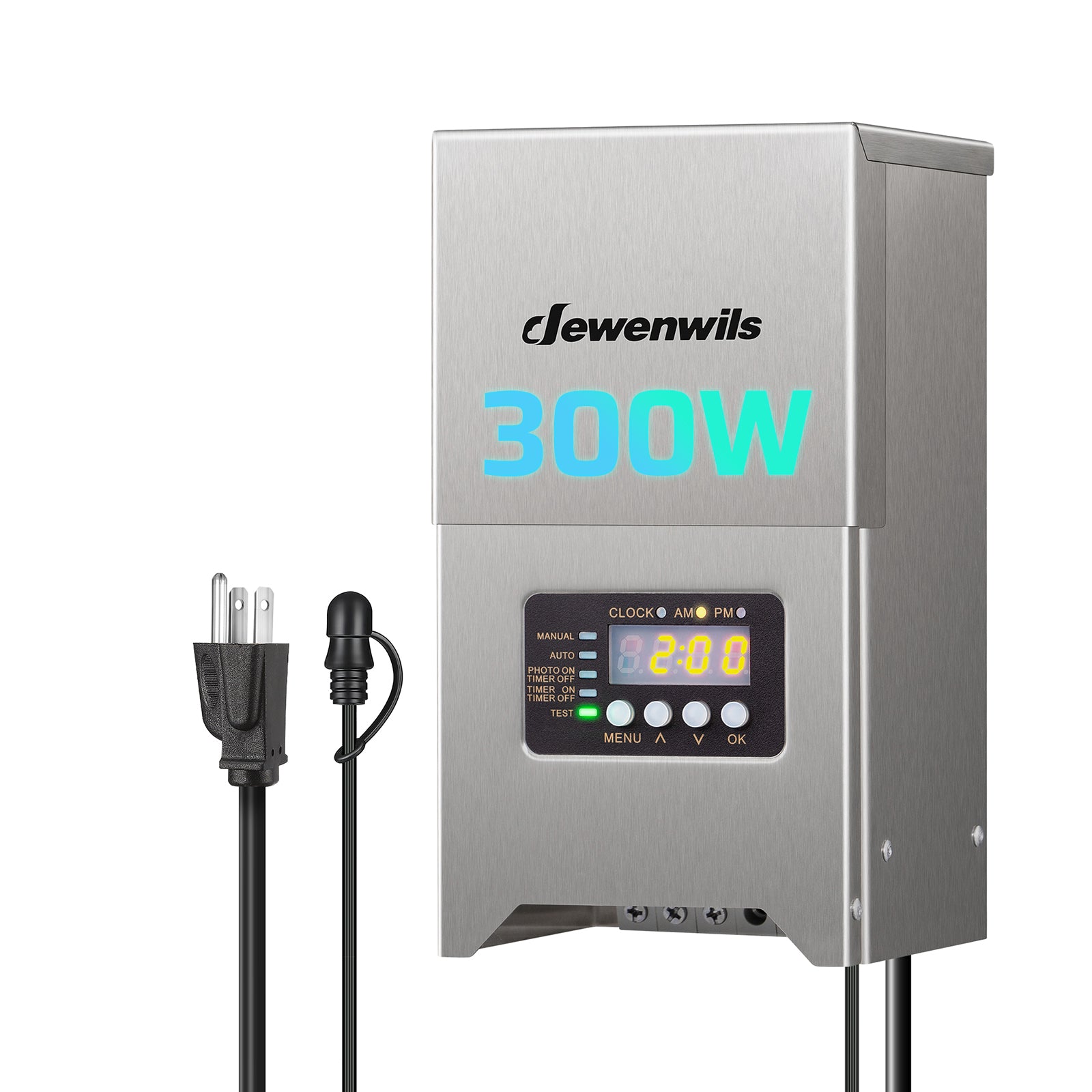DEWENWILS 300W Low Voltage Landscape Transformer with Photocell Sensor & Timer, 120V AC to 12V/15V Waterproof