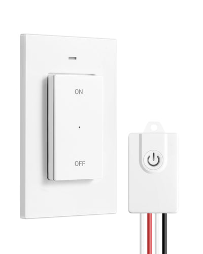 DEWENWILS Wireless Light Switch and Receiver Kit,15A High Power, No in-Wall Wiring, Remote Control Wall Lighting Switch for Ceiling Light, Fan, Lamp, 100FT Range, Programmable-HWLS11G