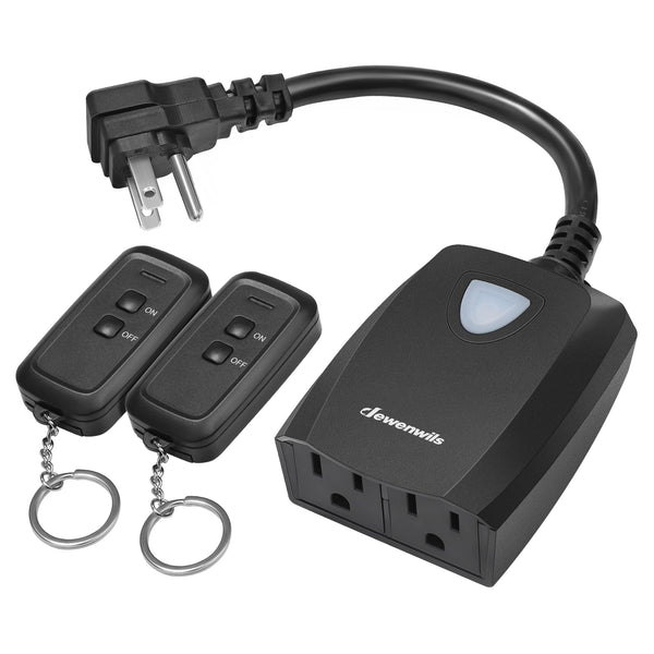 DEWENWILS Waterproof 100ft Programmable Wireless Remote Control Outlet kit (2 Remotes + 1 Outlet)--SHRS201F