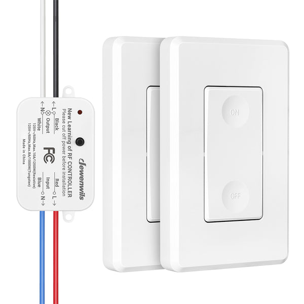 DEWENWILS Indoor Wireless Remote Control Light Switch and Receiver Kit (2 Switches + 1 Receiver)--SHRLS21E1