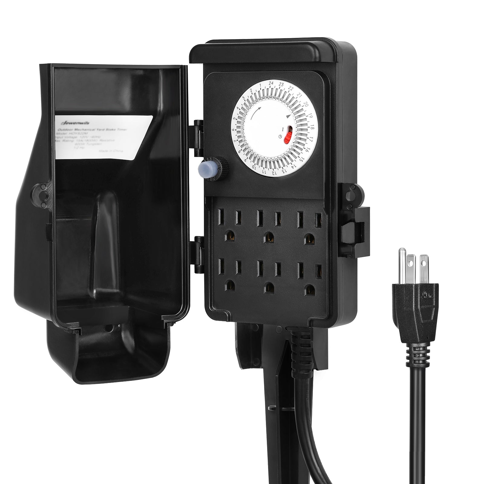 Outdoor 3-Outlet Yard Stake Timer with Remote Control