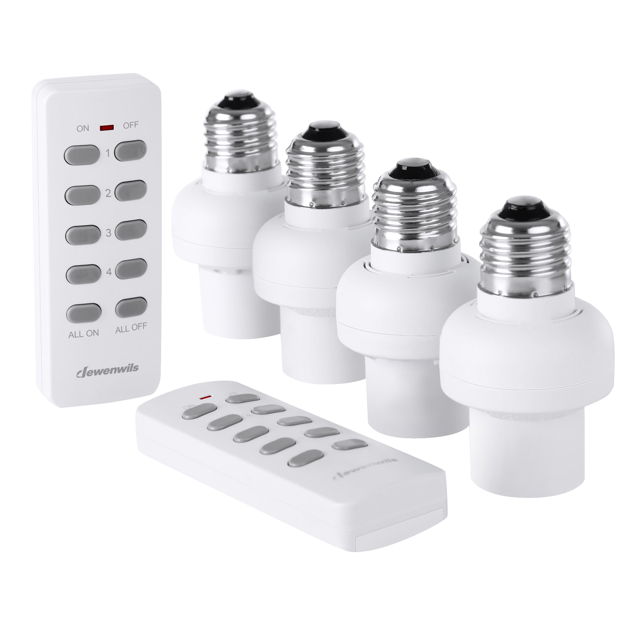DEWENWILS Remote Control Light Bulb Socket E26/E27 Base for Pull Chain Light Fixture, No Wiring, ETL Listed(2 Remote+4 Socket)