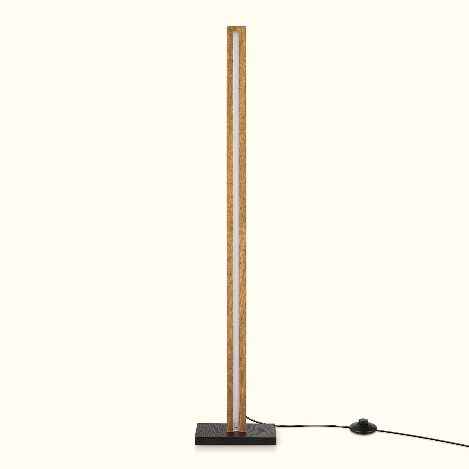 Minimalist Wooden LED Corner Floor Lamp with Remote & Stepless Dimming