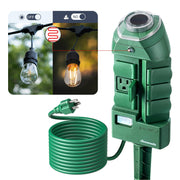 DEWENWILS Outdoor Power Strip Timer with Photocell, Yard Stake Timer Dusk to Dawn, Weatherproof Countdown Light Timer, 6 Outlets 10ft Cord for Outdoor Lights, Sprinklers, Garden, 1875W/15A-HOYS16C