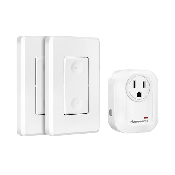 DEWENWILS Wireless Remote Wall Switch and Outlet, No Wiring Plug in On Off Power Switch, Expandable Remote Control Outlet Light Switch, 100Ft RF Range, FCC Listed (2 Switches and 1 Receiver)-SHRLS21N