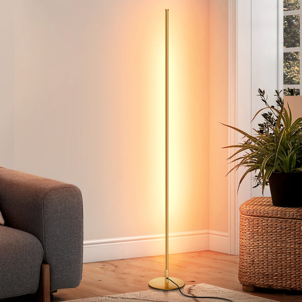 DEWENWILS 57.5" Dimmable LED Corner Floor Lamp, 3000K Warm White Light (Gold)-HLFL02G1