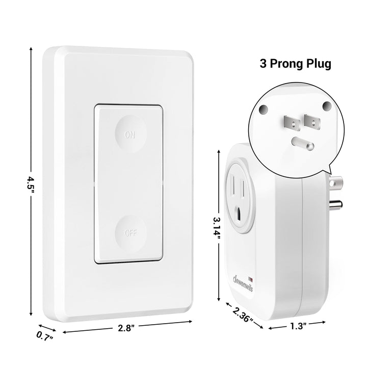 DEWENWILS Indoor Remote Control Outlet, Expandable Remote Light Switch ...