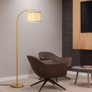DEWENWILS Modern Gold Arched Floor Lamps with Adjustable Lampshade, Standing Tall Arc Lamp, Corner Reading Light for Living Room, Bedroom, Office, Simple Design Farmhouse Style (Gold)-HLFL04F