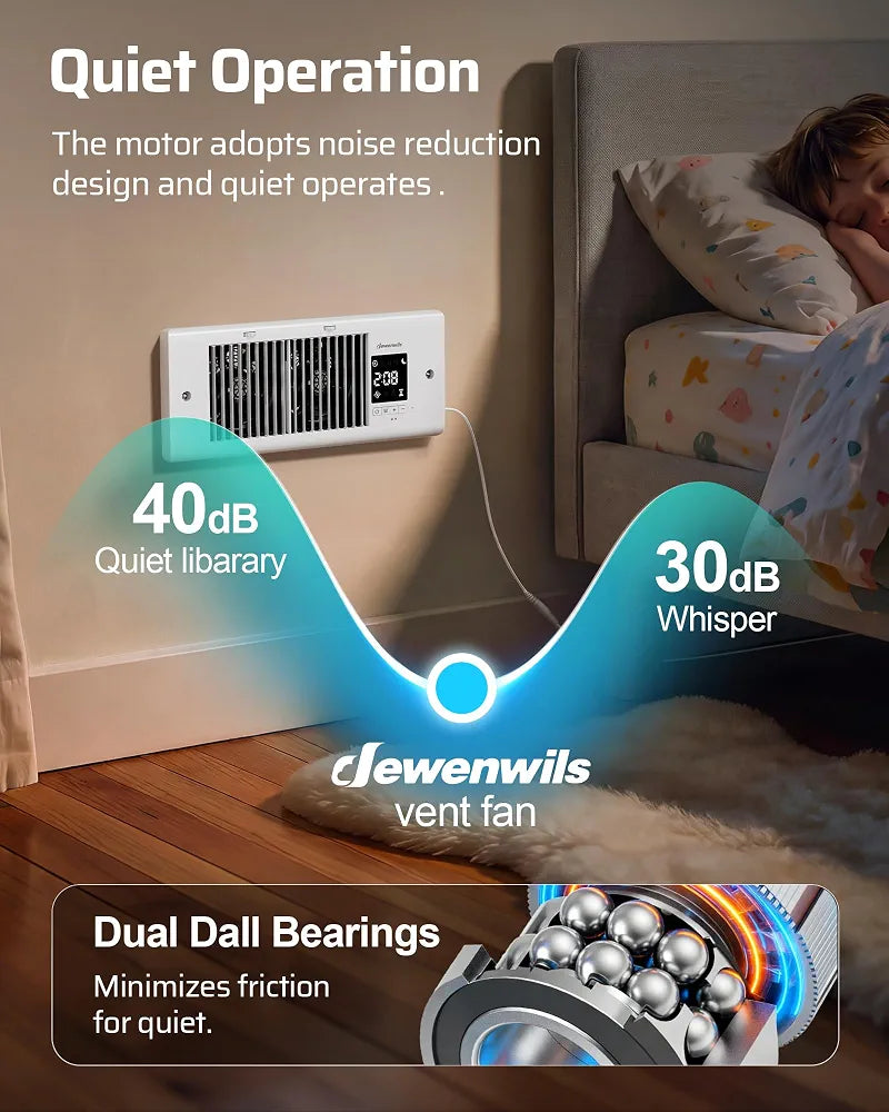 DEWENWILS Register Booster Fan, 4" x 12" Vent Opening, Smart WiFi Control