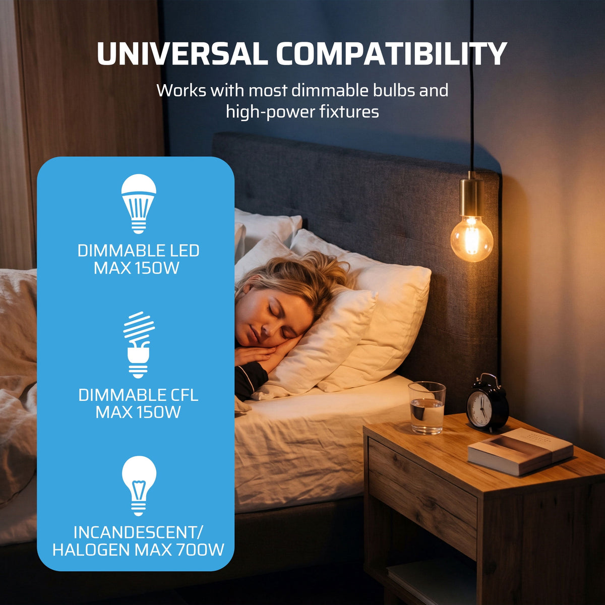 DEWENWILS Dimmer Switch for LED Lights, 700W Incandescent/Halogen and 300W CFL/LED, Single-Pole or 3-Way Dimmer Light Switch