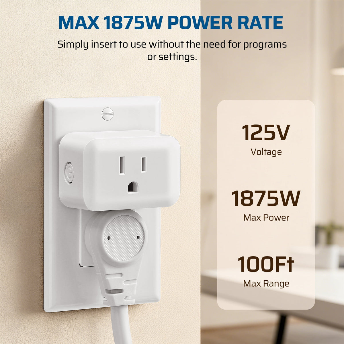 DEWENWILS Wireless Remote Control Outlet Set, 1 Transmitter + 3 Receivers, 100FT RF Range, Programmable and Expandable Electrical Outlet Switch for Lamps, Fans, and Appliances