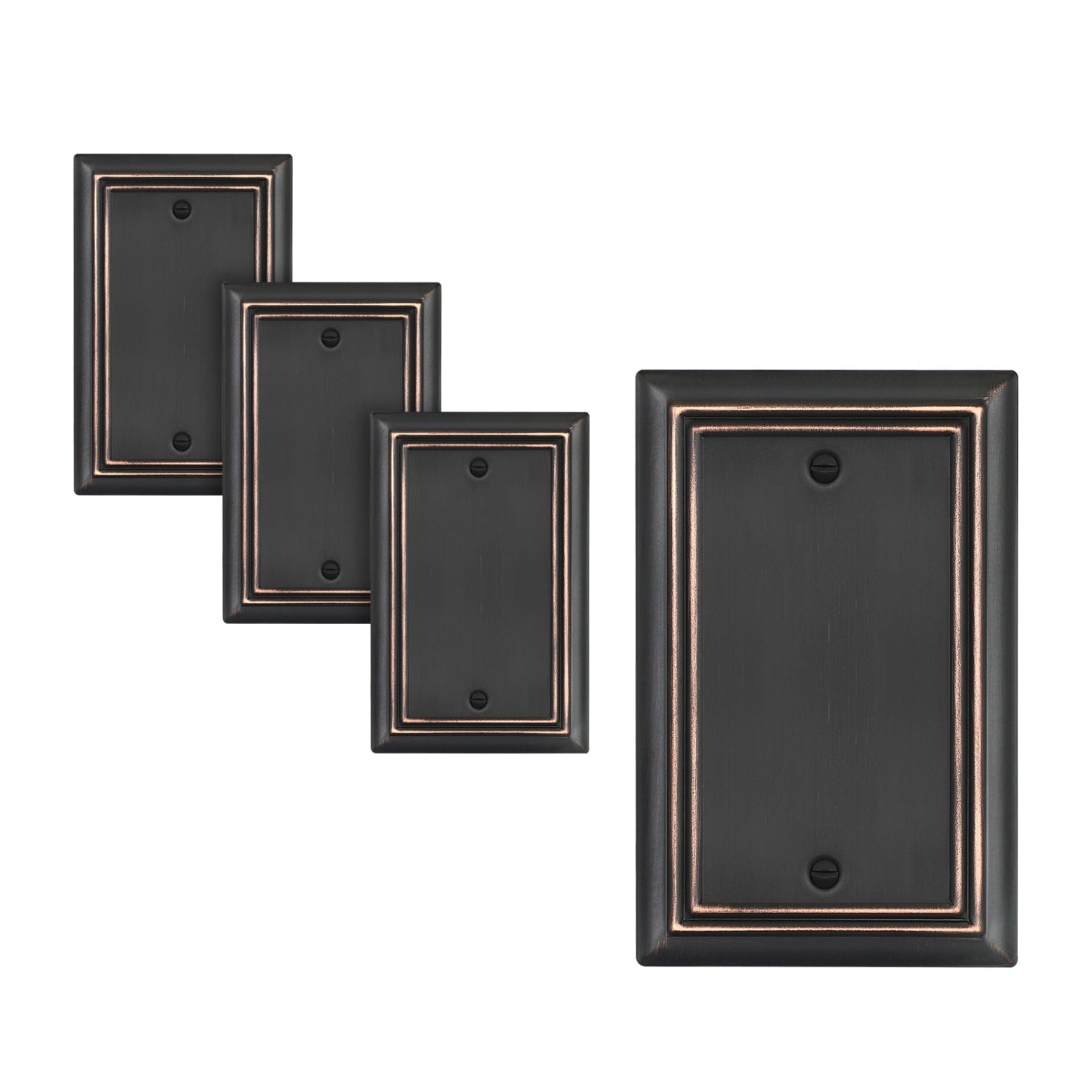 DEWENWILS 4-Pack Blank Wallplates, Aged Bronze Outlet Cover, Metal-HBWP14B