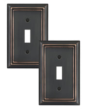 DEWENWILS Single Toggle Wall Plates, Aged Bronze Metal Light Switch Cover Plates, 4.92" x 3.14" Outlet Wall Plates, Switch Plate Covers for Home Decor, 2 Pack-HTWP12B
