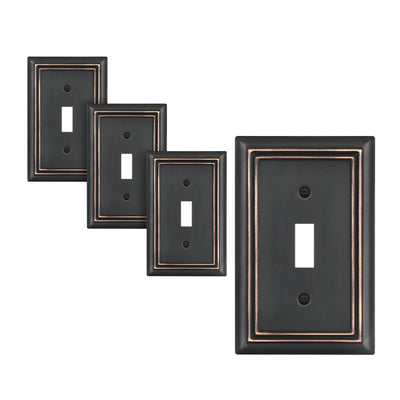 DEWENWILS 4 Pack Toggle Wallplates, Aged Bronze Light Switch Covers, Heavy Duty Matel Material-HTWP14B