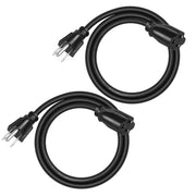 DEWENWILS 3ft Indoor/Outdoor Extension Cord, 16 AWG SJTW Weatherproof Power Cable, 3 Prong Grounded Outlets Plugs for Lights (2 Pack)-HNCB03B