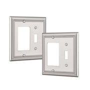 DEWENWILS 2-Pack Combo Toggle/Decorator Wall plates, Brushed Nickel Double Outlet Covers-HTRP22A