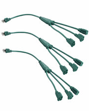 DEWENWILS Extension Cord Splitter 1 to 3, 16/3 Heavy Duty SJTW Wire, 3 Prong Splitter 3 Way, Outdoor Cord Splitter for Halloween Decor Christmas Lights, Green, Pack of 3-HEC103A