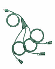DEWENWILS Outdoor Extension Cord 1 to 3 Splitter for Christmas, Total 12FT, 13A 125V 1625W 16/3C SJTW Extension Cord Outdoor, Heavy Duty Extension Cord for Holiday Decorations, Outdoor Light-HSC103E