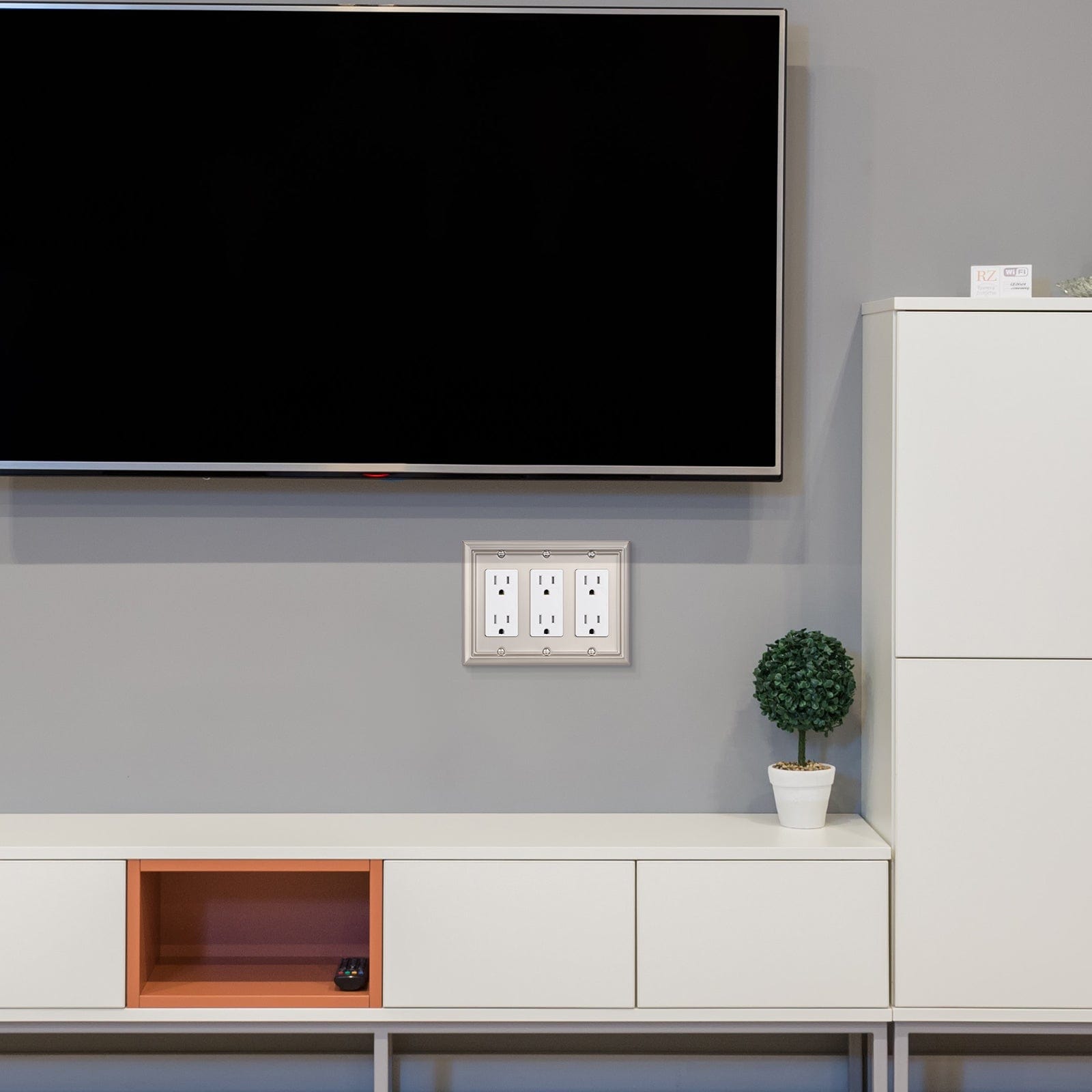 DEWENWILS 2-Pack Triple Decorator Wall plates, Brushed Nickel Outlet Covers, Metal Face Plates for Electrical Outlets, GFCI, Dimmer Switch-HRWP32A