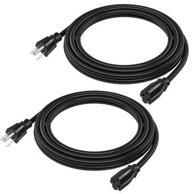 DEWENWILS 15ft Indoor Outdoor Extension Cord, 14/3 SJTW Weatherproof Power Cable, 3 Prong Heavy Duty Power Cord (2 Pack)-HNCB15L
