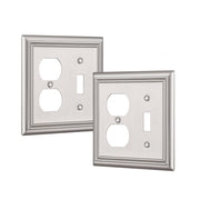 DEWENWILS 2-Pack Combo Toggle/Duplex Wall Plates, Brushed Nickel Double Outlet Covers-HTDP22A