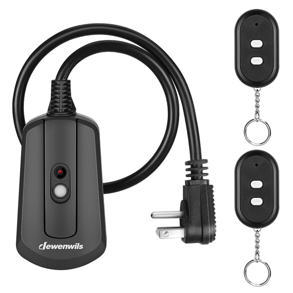 DEWENWILS Remote Control Outlet with 2 Wireless Remotes, Weatherproof Remote Control Light Switch, 15 Amp Heavy Duty 2 FT Long Extension Cord, 100 FT, No Interference, UL Listed-SHORS21B