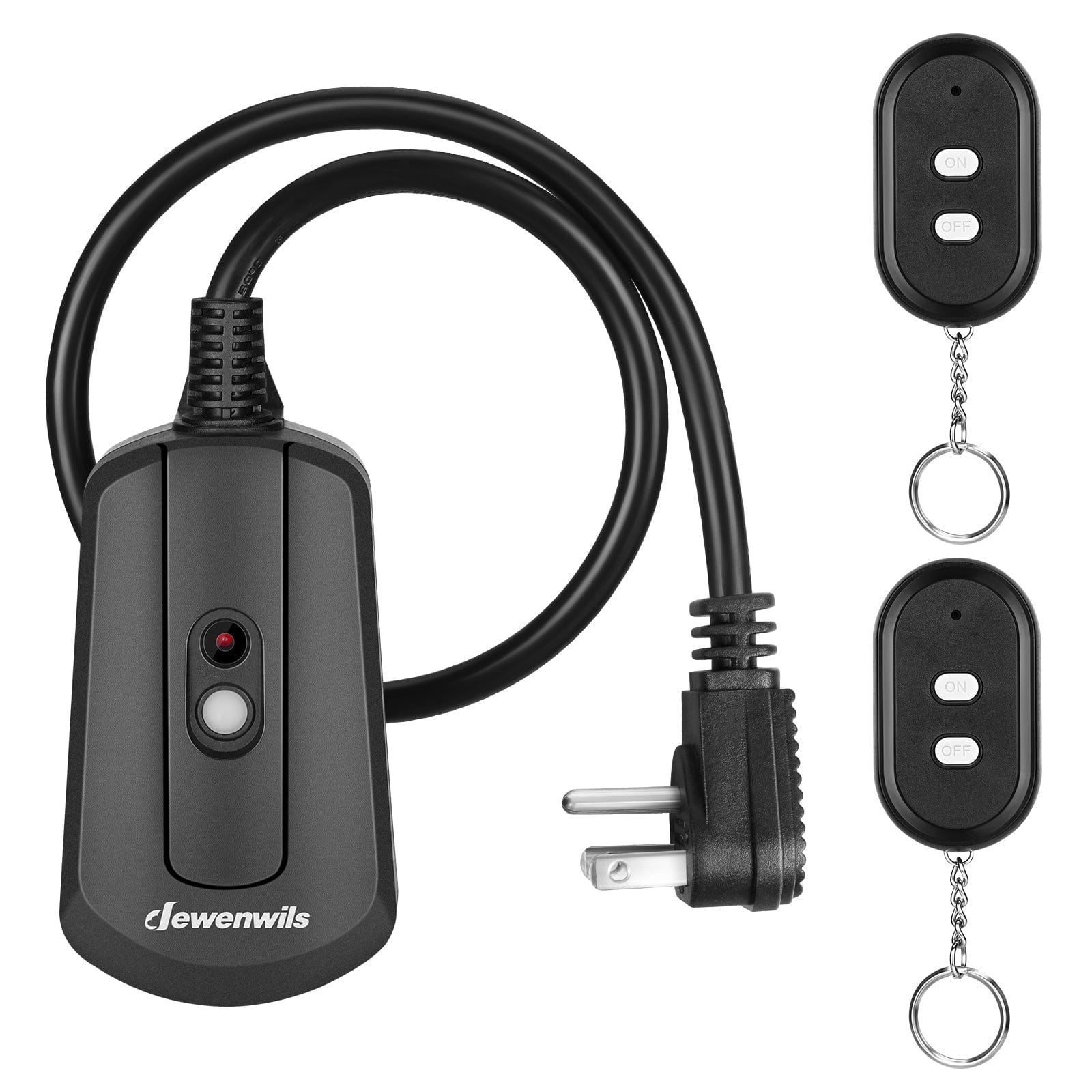 DEWENWILS Remote Control Outlet with 2 Wireless Remotes, Weatherproof Remote Control Light Switch, 15 Amp Heavy Duty 6 Inches Long Extension Cord, 100 FT, No Interference, UL Listed-WSHORS21B