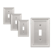 DEWENWILS 4 Pack Toggle Wall Plates, Brushed Nickel Light Switch Cover, Metal Face Plates-WHTWP01A
