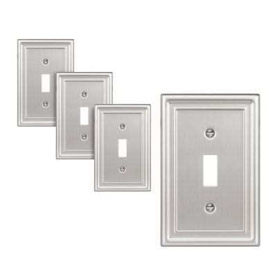 DEWENWILS 4 Pack Toggle Wall Plates, Brushed Nickel Light Switch Cover, Metal Face Plates-HTWP01A